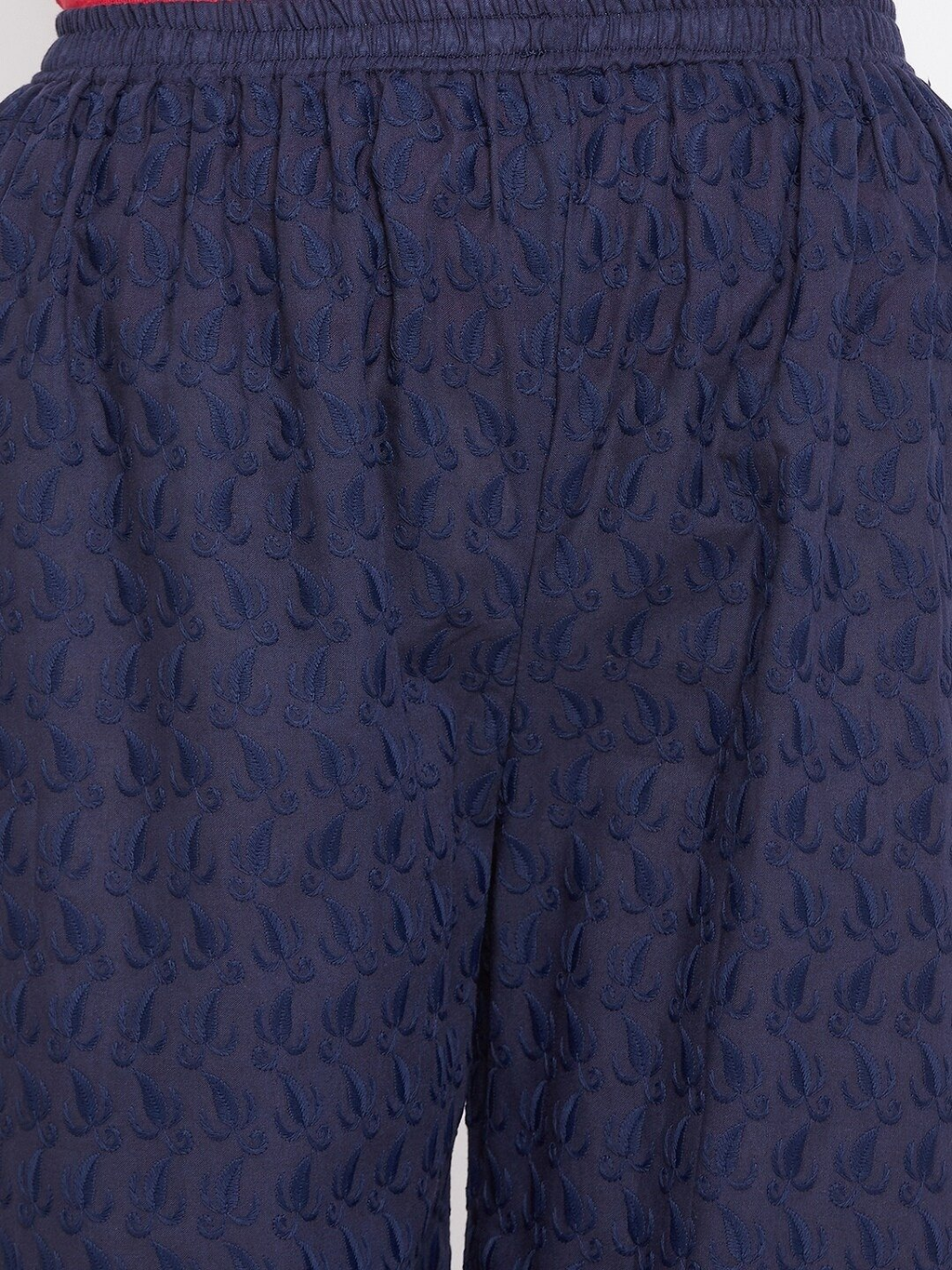 PAVONINE Navy Blue Color Full Chikankari Cotton Fabric Sharara For Women | Grocsy