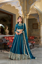 Lorenvalley Rama Vichitra Silk Sequins and Thread Embroidery Work Lehenga Choli | Grocsy