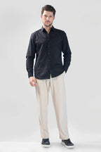Xkind Black Embroidery Full Sleeve Slim Fit Shirt | Grocsy