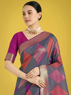 Monjolika Fashion Multi Colour Banarasi Silk Zari Weaving Classic Saree | Grocsy