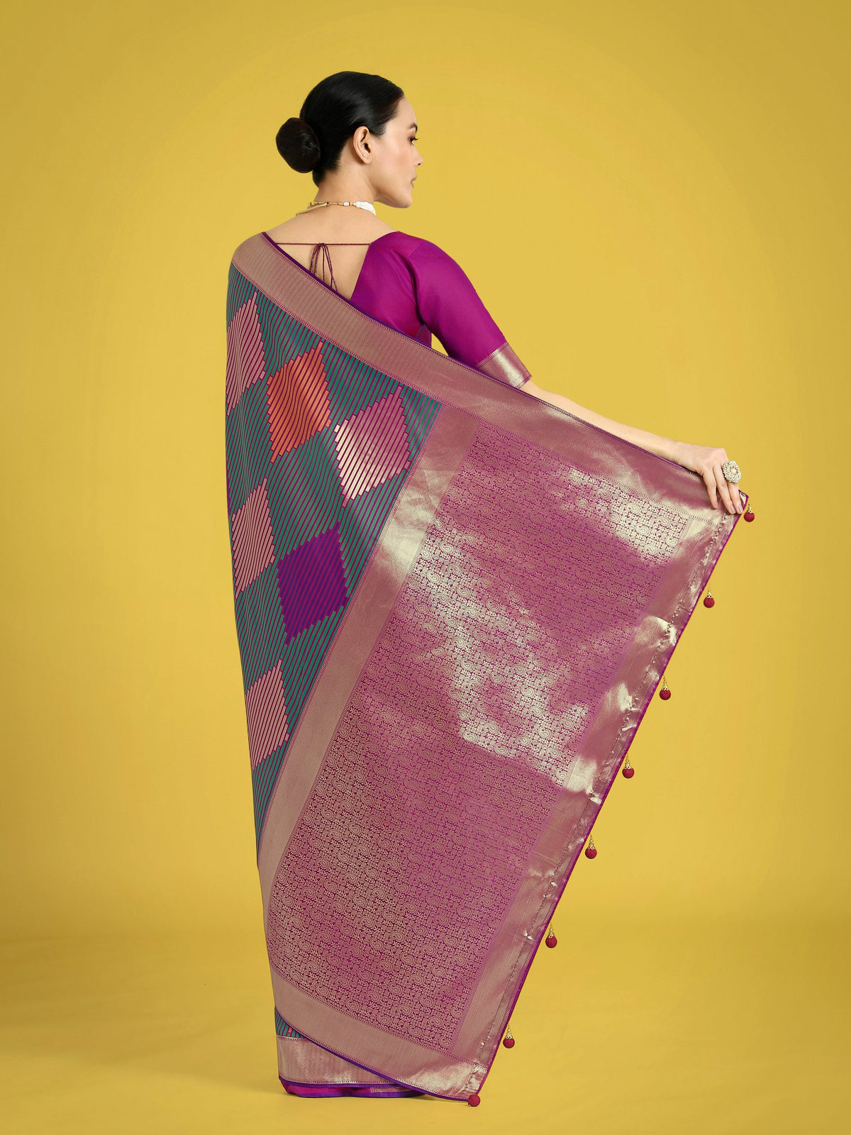 Monjolika Fashion Multi Colour Banarasi Silk Zari Weaving Classic Saree | Grocsy