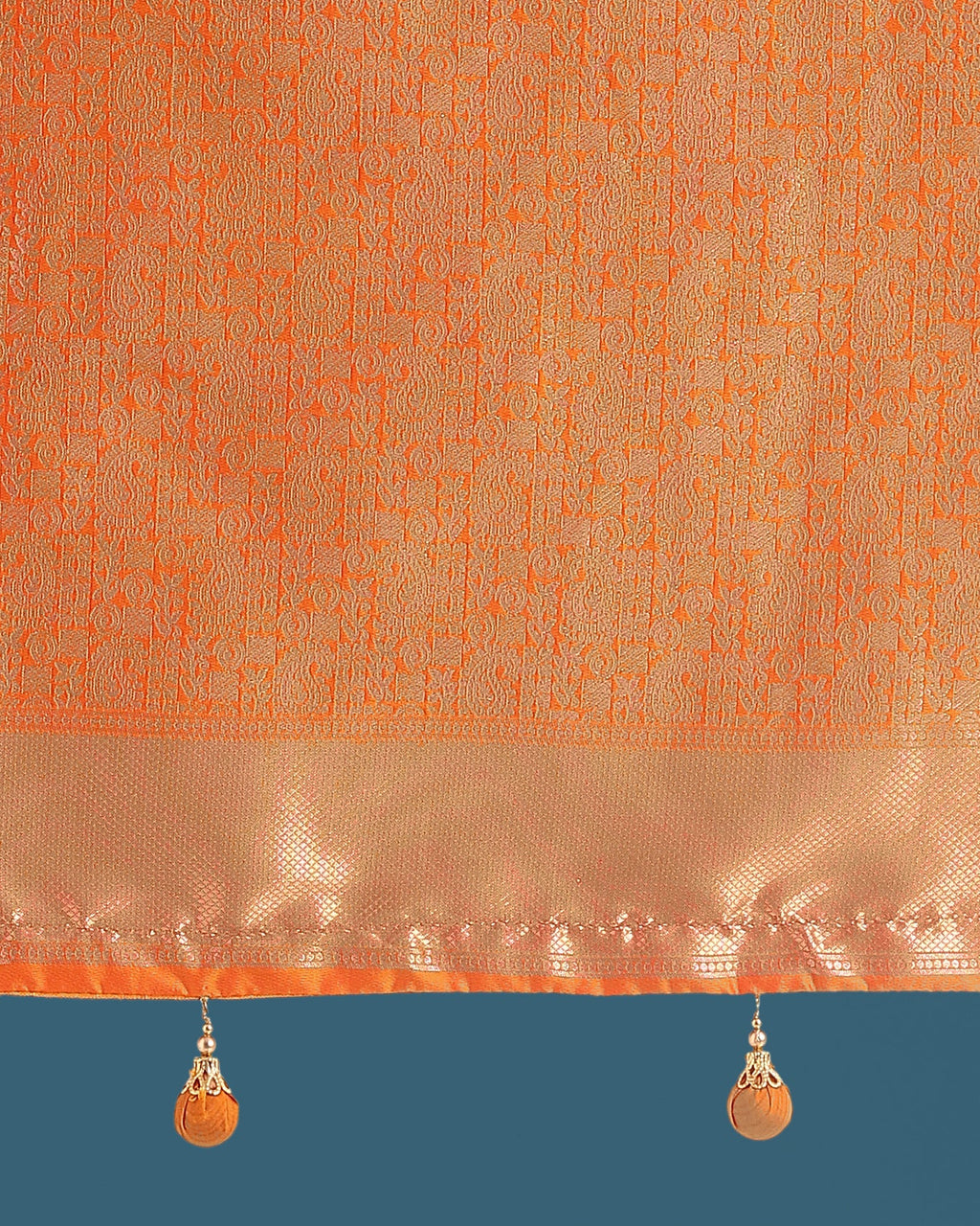 Monjolika Fashion Orange Colour Banarasi Silk Zari Weaving Classic Saree | Grocsy
