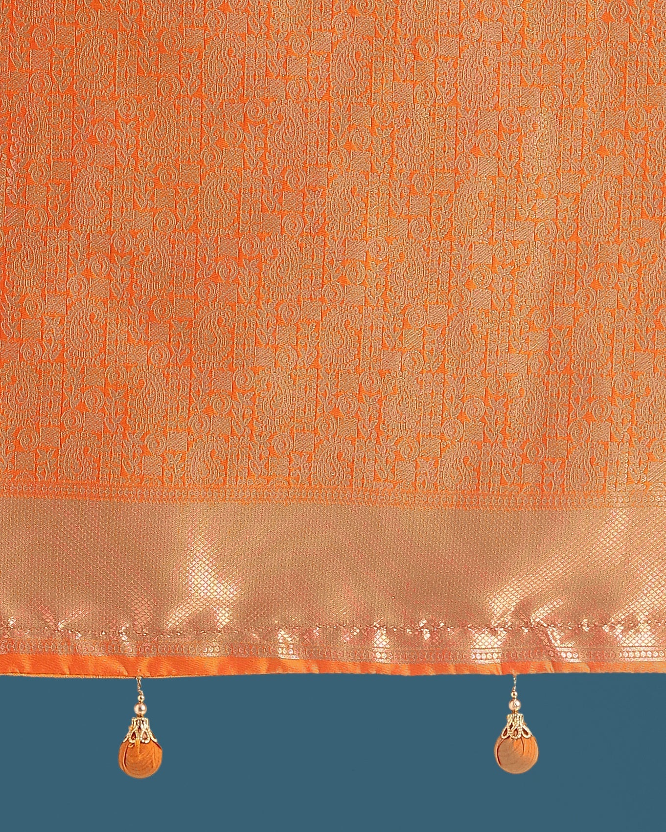 Monjolika Fashion Orange Colour Banarasi Silk Zari Weaving Classic Saree | Grocsy