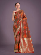 Monjolika Fashion Red Colour Banarasi Silk Zari Weaving Classic Saree | Grocsy