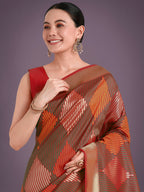Monjolika Fashion Red Colour Banarasi Silk Zari Weaving Classic Saree | Grocsy