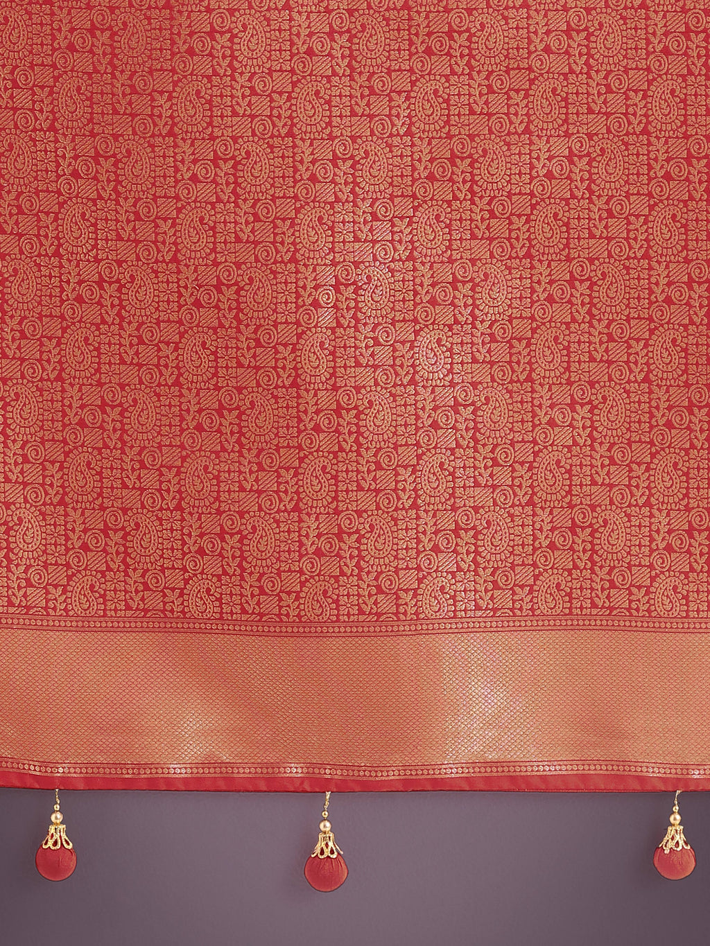 Monjolika Fashion Red Colour Banarasi Silk Zari Weaving Classic Saree | Grocsy