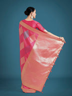 Monjolika Fashion Light Pink Colour Banarasi Silk Zari Weaving Classic Saree | Grocsy