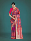 Monjolika Fashion Pink Colour Banarasi Satin Silk Zari Weaving Classic Saree | Grocsy