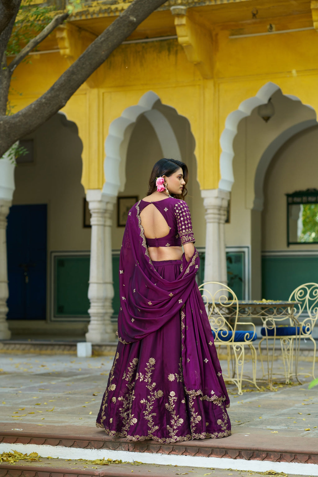 Lorenvalley Fashion Wine Rangoli Silk Sequins and Thread Embroidery Work Lehenga Choli with Dupatta | Grocsy
