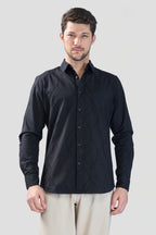 Xkind Black Embroidery Full Sleeve Slim Fit Shirt | Grocsy