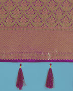 Monjolika Fashion Dark Purple Color Baanrasi Satin Silk Saree for Wedding Functions | Grocsy