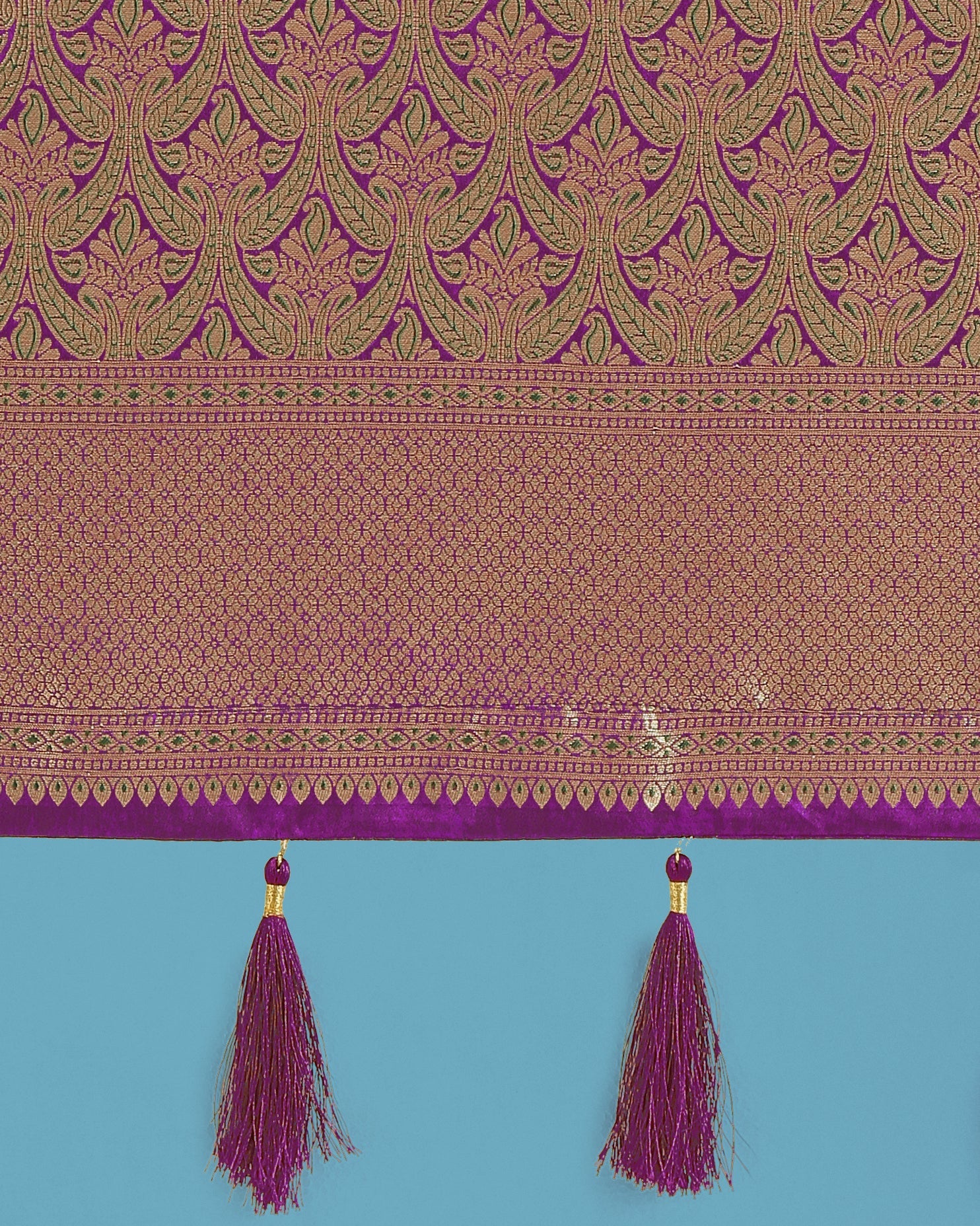 Monjolika Fashion Dark Purple Color Baanrasi Satin Silk Saree for Wedding Functions | Grocsy