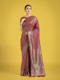 Monjolika Fashion Maroon Color Baanrasi Satin Silk Saree for Wedding Functions | Grocsy