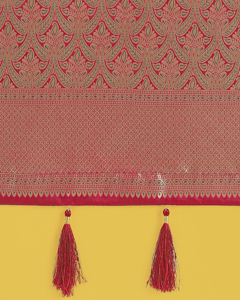 Monjolika Fashion Maroon Color Baanrasi Satin Silk Saree for Wedding Functions | Grocsy