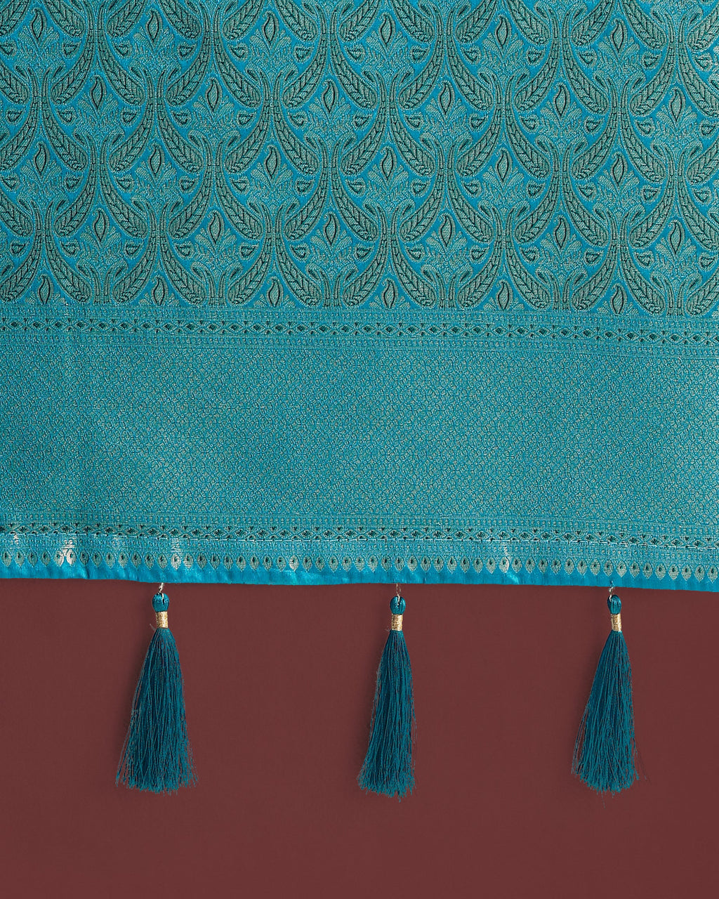 Monjolika Fashion Dusty Cyan Color Baanrasi Satin Silk Saree for Wedding Functions | Grocsy