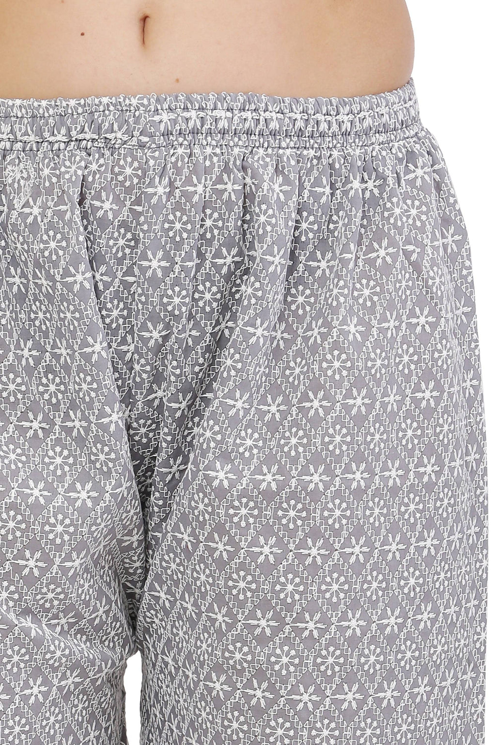 PAVONINE Grey Color Full Thread Chikankari Cotton Fabric Sharara For Women | Grocsy
