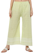 PAVONINE Lemon Color Full Thread Chikankari Cotton Fabric Palazzo For Women | Grocsy