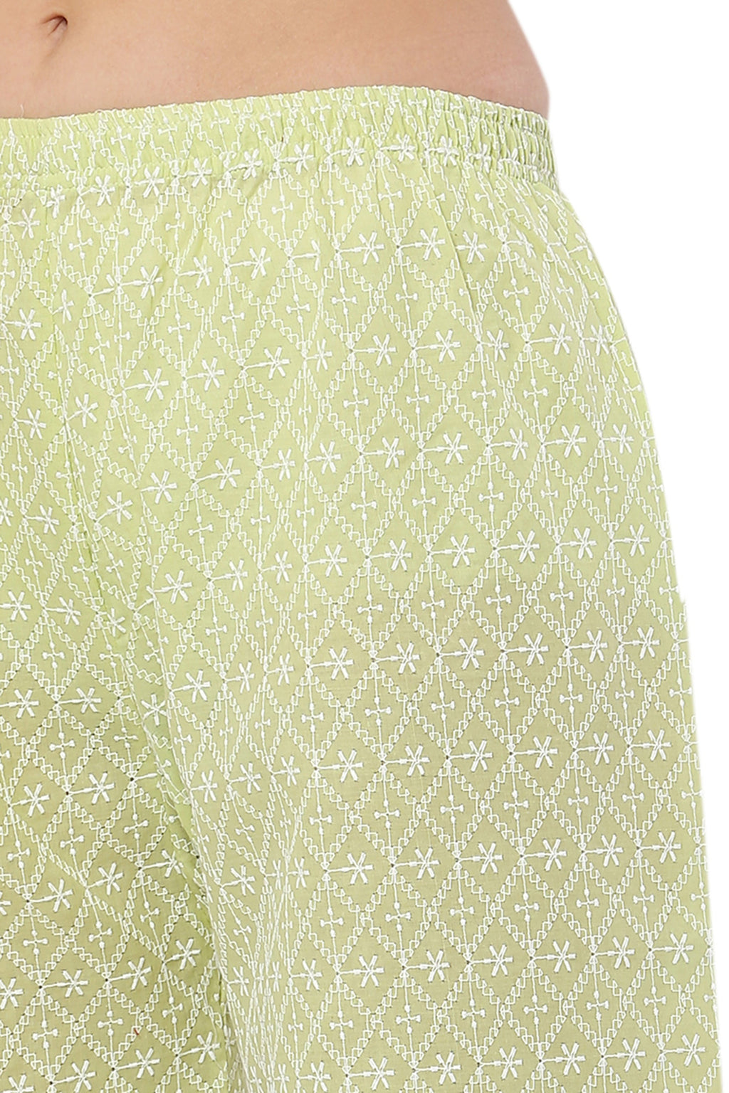 PAVONINE Lemon Color Full Thread Chikankari Cotton Fabric Palazzo For Women | Grocsy