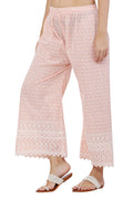 PAVONINE Peach Color Full Thread Chikankari Cotton Fabric Sharara For Women | Grocsy