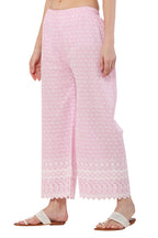 PAVONINE Pink Color Full Thread Chikankari Cotton Fabric Sharara For Women | Grocsy