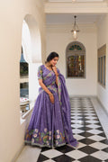 Lorenvalley Lavender Gold Crush Fabric with Sequins and Thread Embroidery Work Lehenga Choli | Grocsy