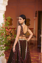 Lorenvalley Fashion Maroon Fendy Satin Sequins and Thread Embroidery Work Lehenga Choli with Dupatta | Grocsy