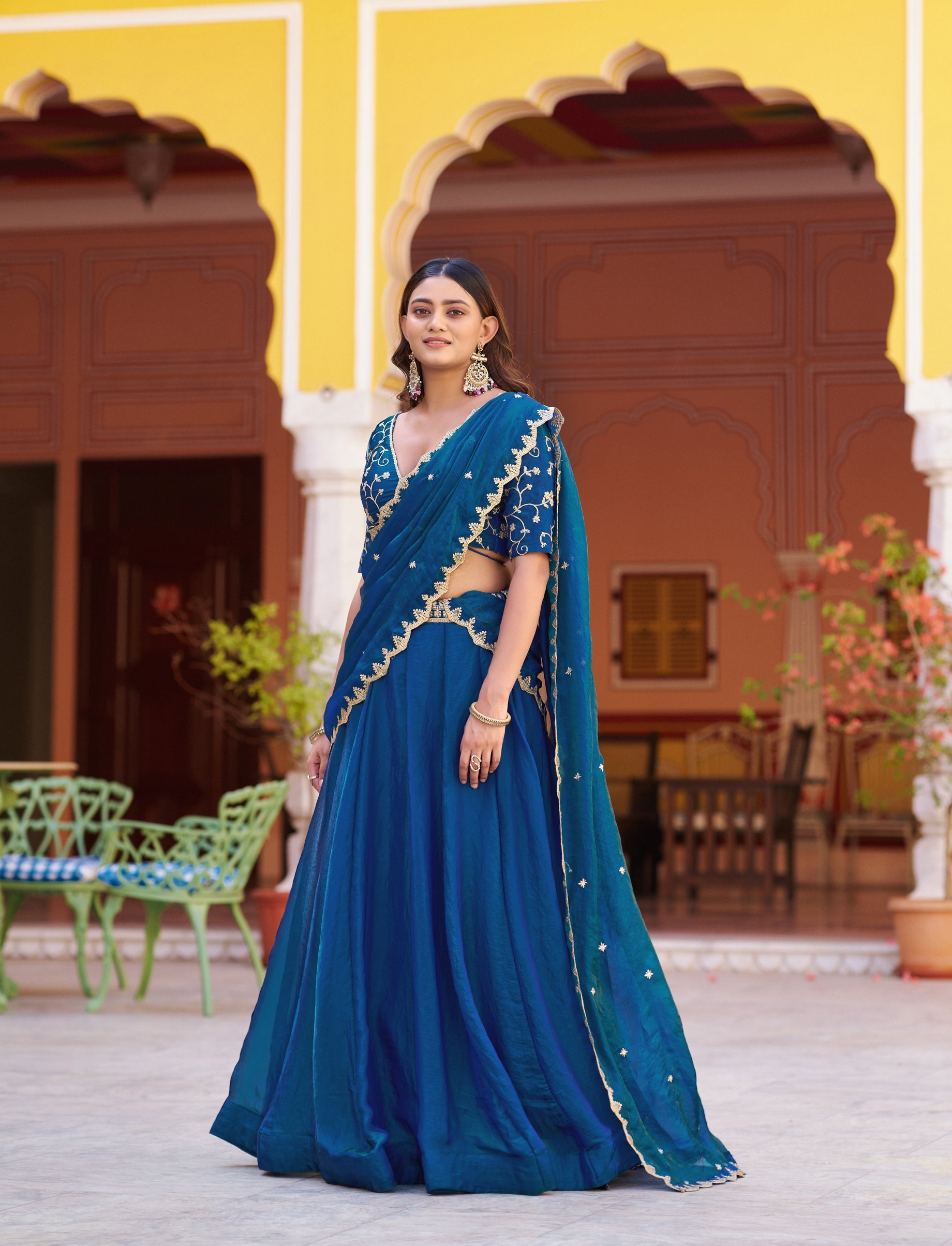 Lorenvalley Fashion Rama Fendy Satin Sequins and Thread Embroidery Work Lehenga Choli with Dupatta | Grocsy