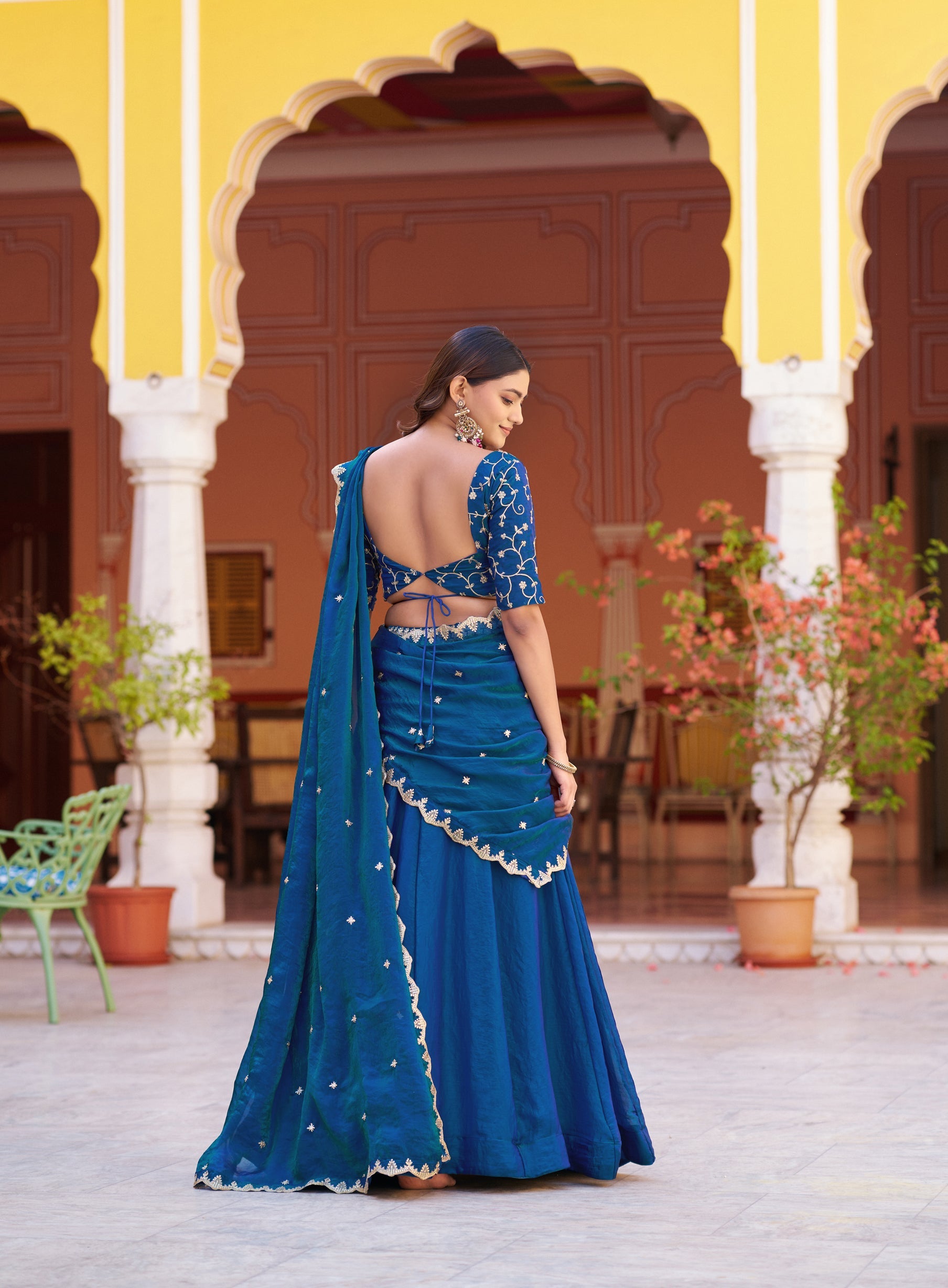 Lorenvalley Fashion Rama Fendy Satin Sequins and Thread Embroidery Work Lehenga Choli with Dupatta | Grocsy