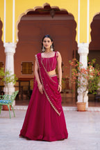 Lorenvalley Fashion Ranipink Fendy Satin Sequins and Thread Embroidery Work Lehenga Choli with Dupatta | Grocsy