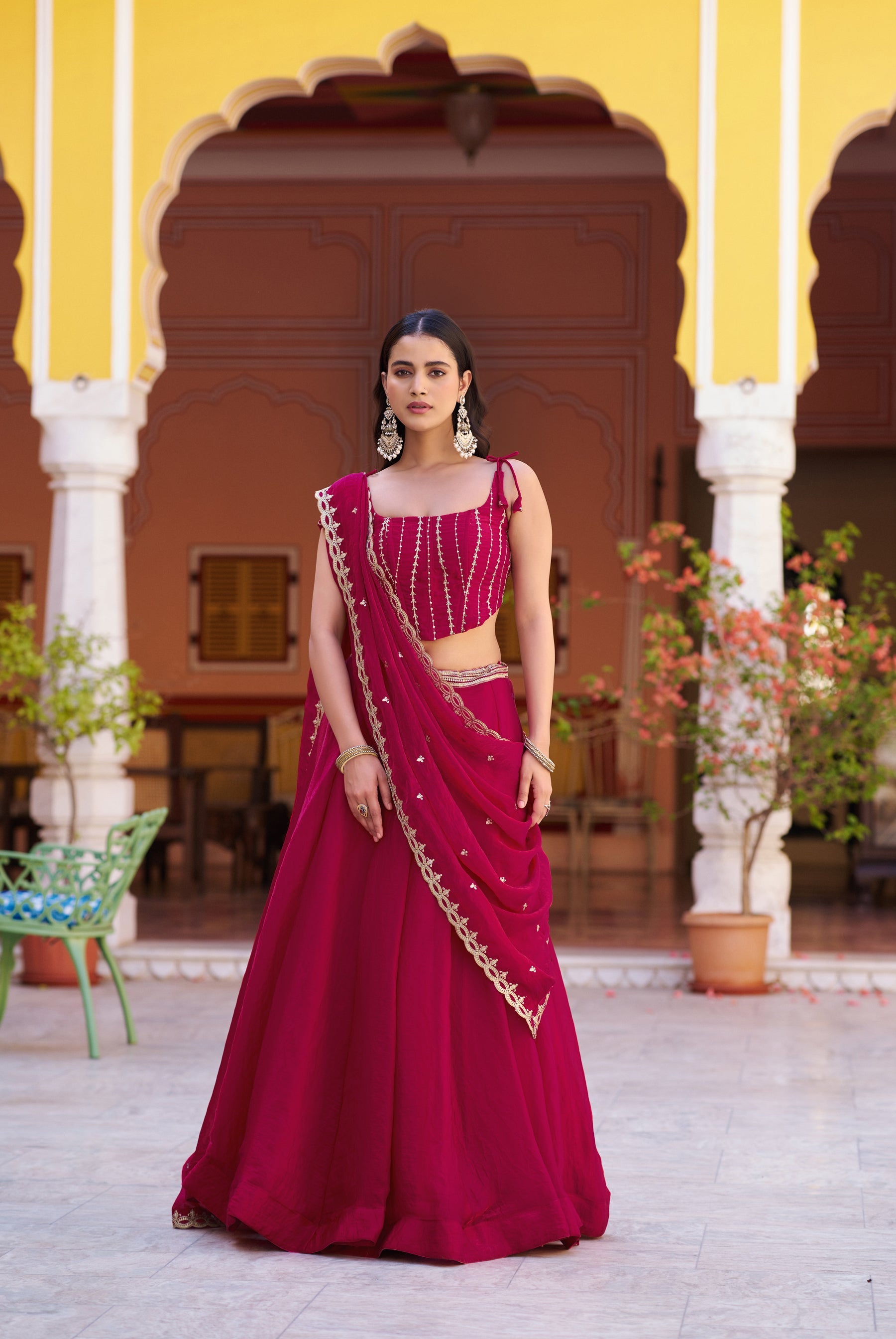 Lorenvalley Fashion Ranipink Fendy Satin Sequins and Thread Embroidery Work Lehenga Choli with Dupatta | Grocsy