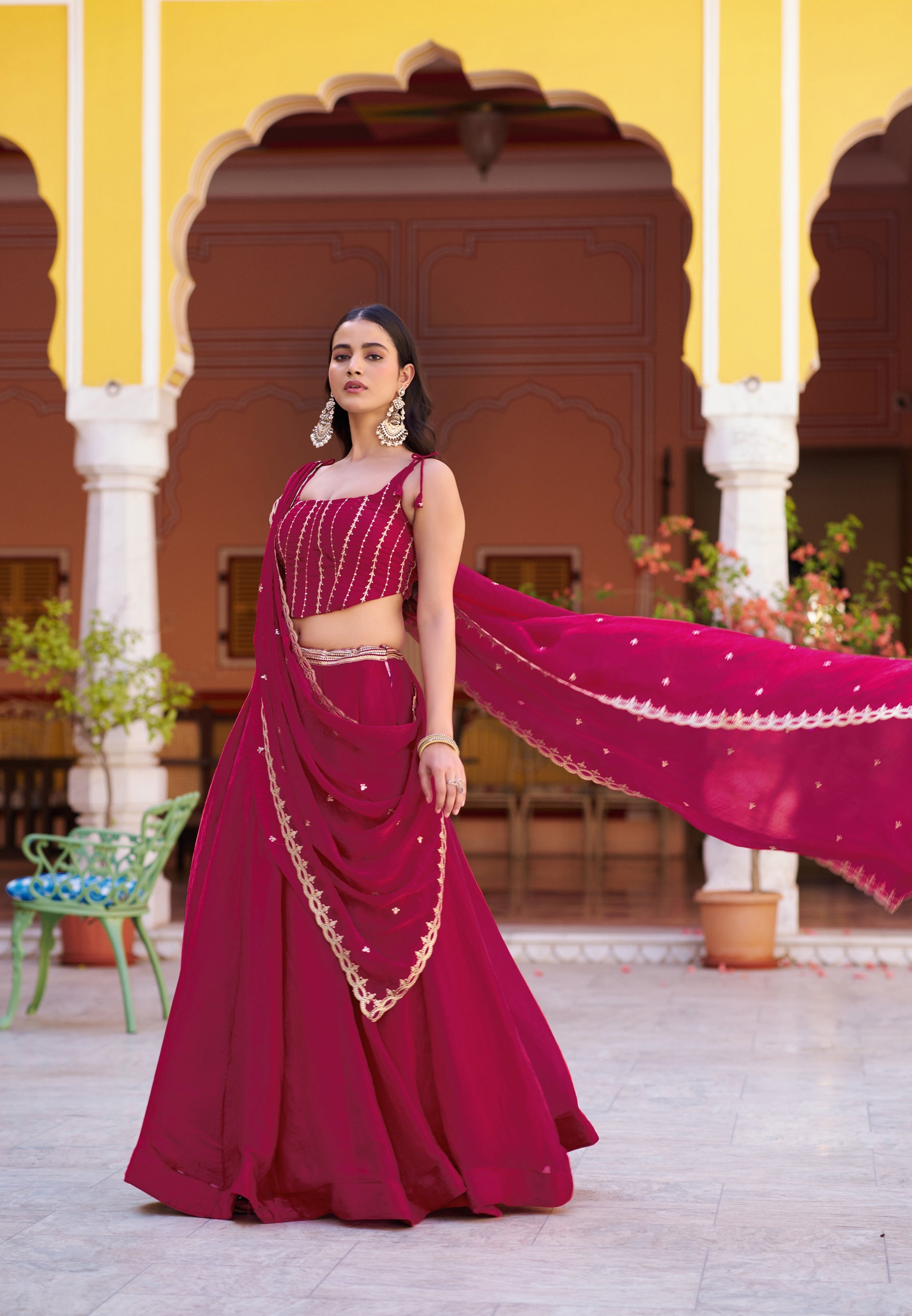 Lorenvalley Fashion Ranipink Fendy Satin Sequins and Thread Embroidery Work Lehenga Choli with Dupatta | Grocsy