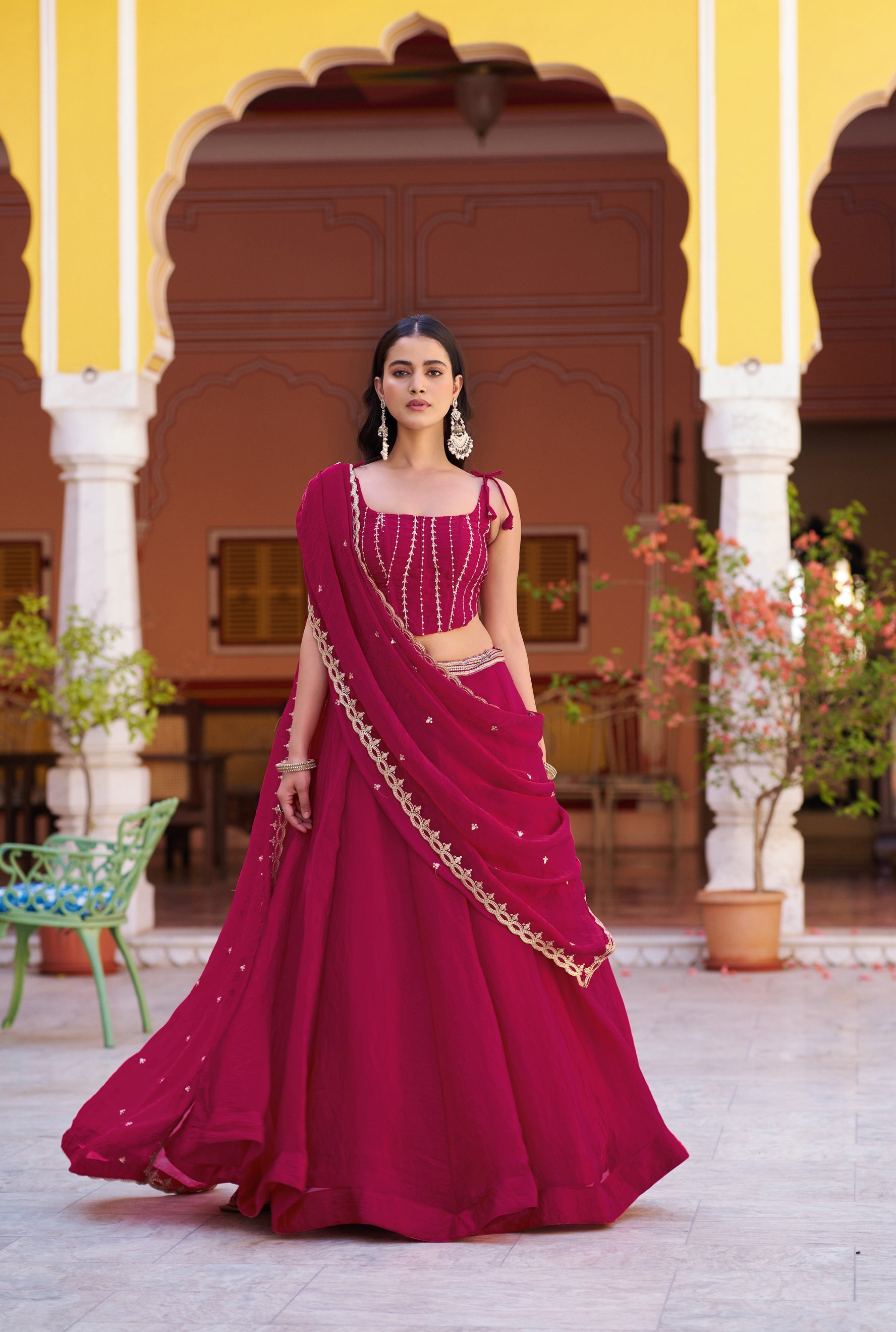 Lorenvalley Fashion Ranipink Fendy Satin Sequins and Thread Embroidery Work Lehenga Choli with Dupatta | Grocsy