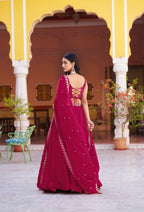 Lorenvalley Fashion Ranipink Fendy Satin Sequins and Thread Embroidery Work Lehenga Choli with Dupatta | Grocsy