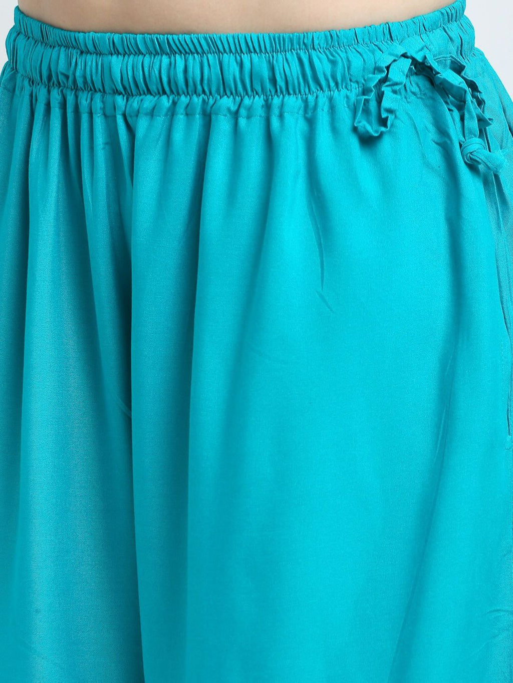 TAG 7 Women Pack Of 2 Cream-Coloured & Turquoise Blue Flared Ethnic Palazzos | Grocsy