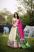 Lorenvalley Offwhite Khadi Cotton Sequins And Thread Embroidery Work Lehenga Choli with Dupatta | Grocsy