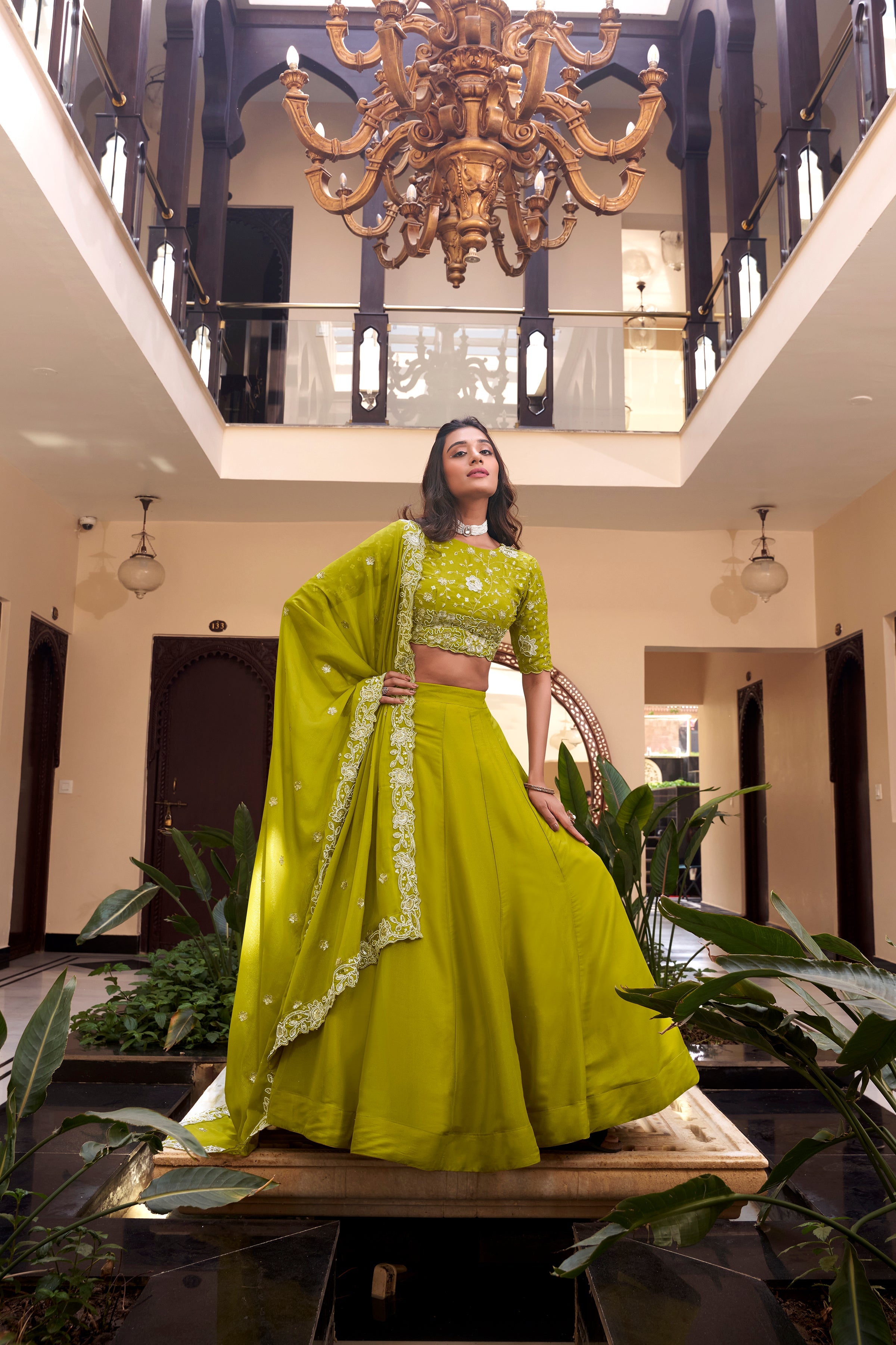 Lorenvalley Pink New Crush Embellishment With Pearl Coding And Sequins Embroidery Work Lehenga Choli with Dupatta | Grocsy