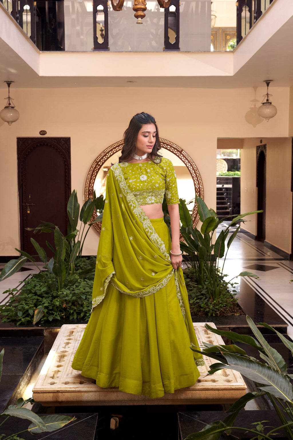Lorenvalley Pink New Crush Embellishment With Pearl Coding And Sequins Embroidery Work Lehenga Choli with Dupatta | Grocsy
