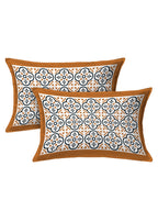 LIVING ROOTS White & Blue Ethnic Motifs Jaipuri 210 TC Cotton Double King Bedsheets With 2 Pillow Covers | Grocsy