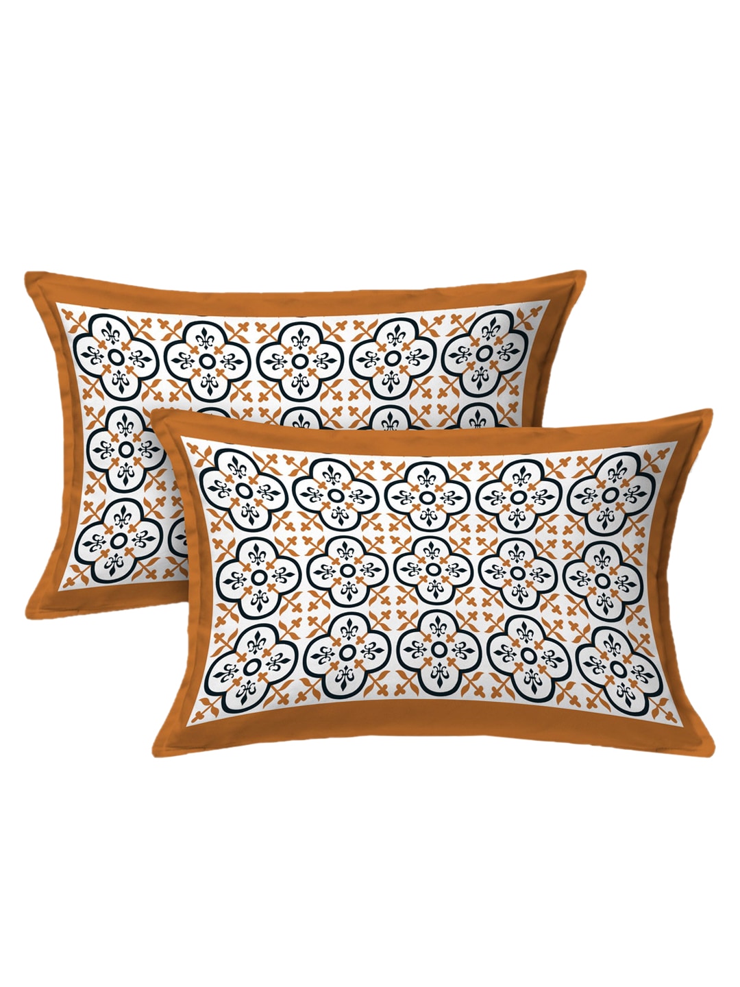 LIVING ROOTS White & Blue Ethnic Motifs Jaipuri 210 TC Cotton Double King Bedsheets With 2 Pillow Covers | Grocsy