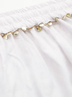 TAG 7 Women White & Green Solid Flared Palazzos | Grocsy