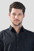 Xkind Black Embroidery Full Sleeve Slim Fit Shirt | Grocsy