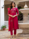 Vedant Vastram Viscose Silk Hand Work & Embroidery Work Stitched Salwar Suit Set-Pink | Grocsy