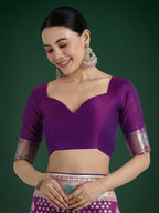 Monjolika Fashion Purple Colour Banarasi Silk Zari Weaving Classic Saree | Grocsy