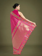 Monjolika Fashion Rani Pink Colour Banarasi Silk Zari Weaving Classic Saree | Grocsy