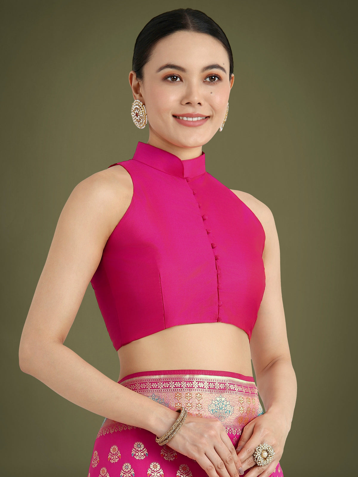 Monjolika Fashion Rani Pink Colour Banarasi Silk Zari Weaving Classic Saree | Grocsy