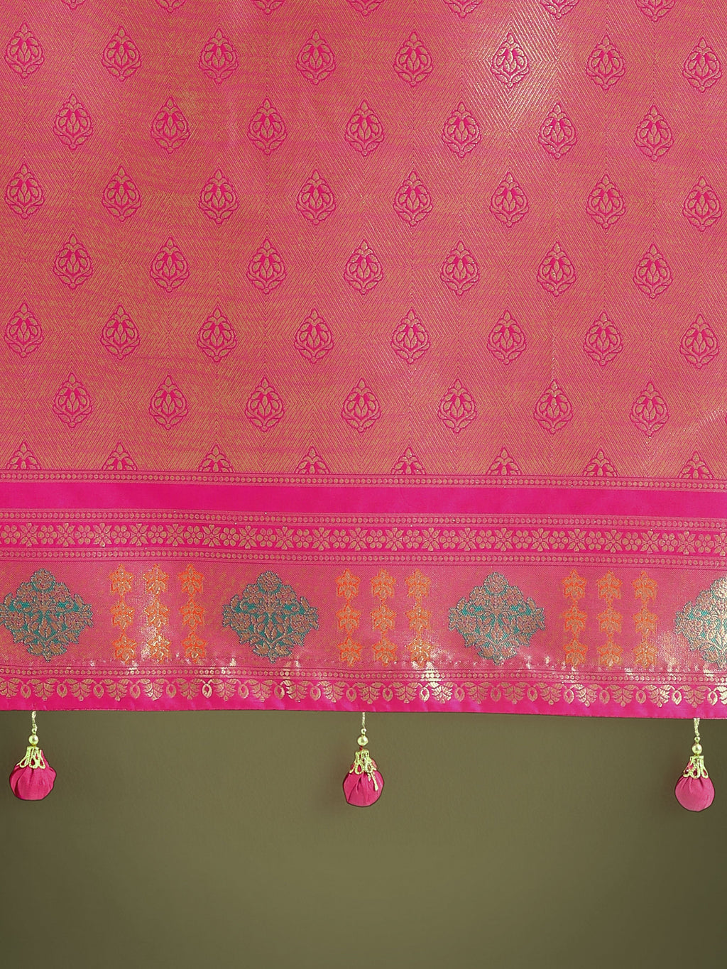 Monjolika Fashion Rani Pink Colour Banarasi Silk Zari Weaving Classic Saree | Grocsy