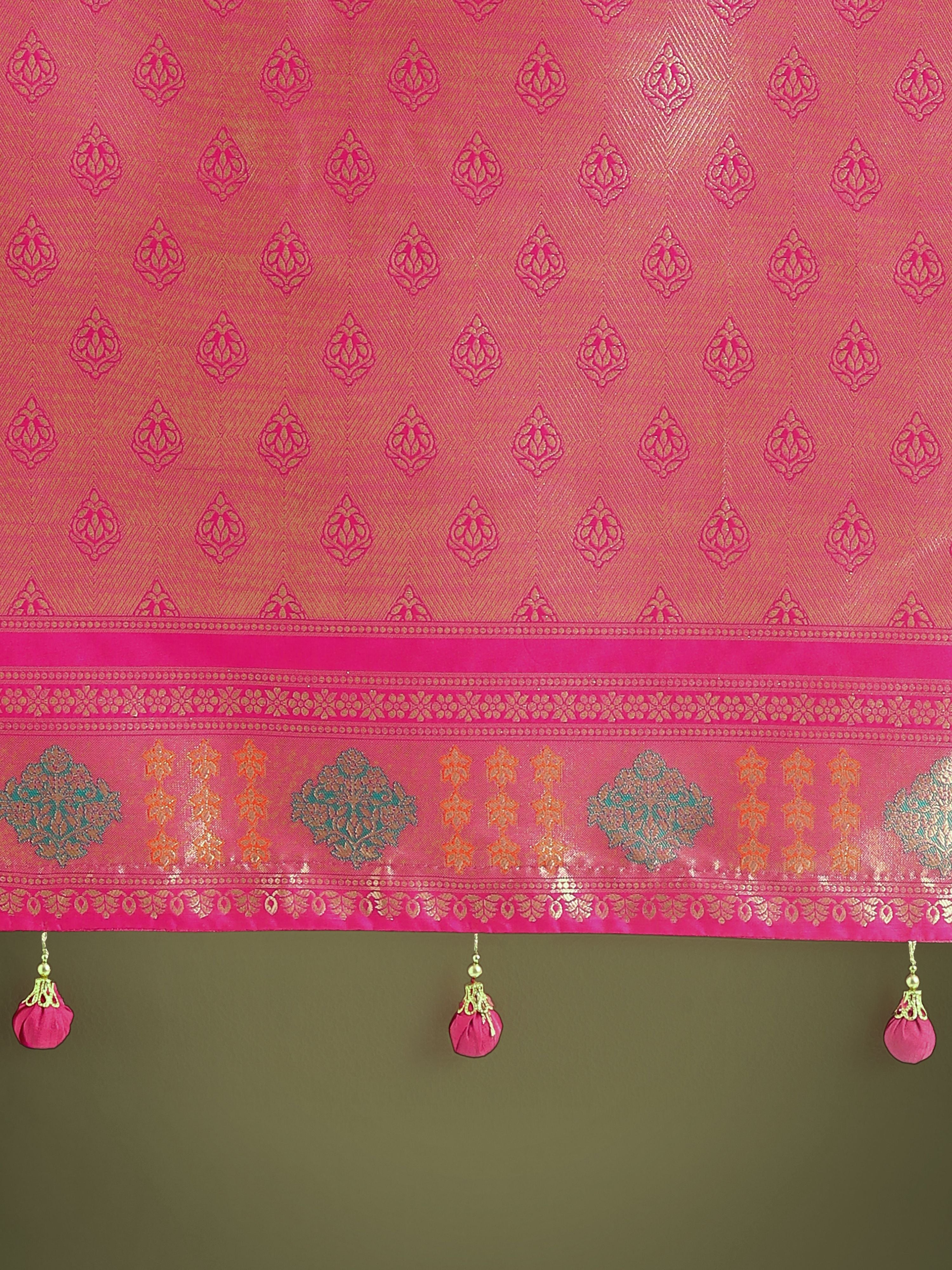 Monjolika Fashion Rani Pink Colour Banarasi Silk Zari Weaving Classic Saree | Grocsy