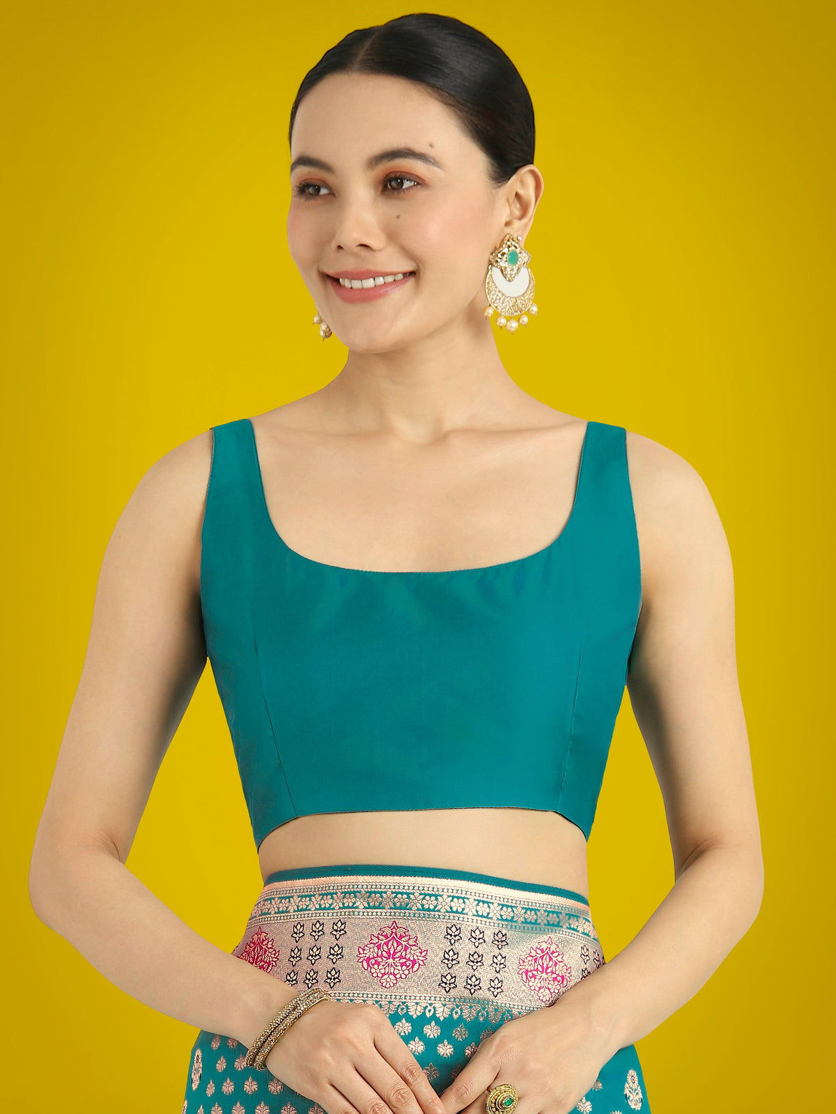 Monjolika Fashion Cyan blue Colour Banarasi Silk Zari Weaving Classic Saree | Grocsy