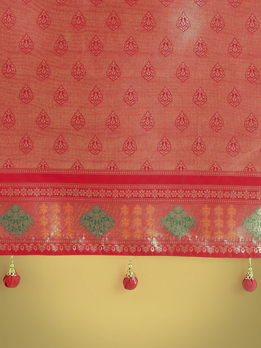 Monjolika Fashion Red Colour Banarasi Silk Zari Weaving Classic Saree | Grocsy