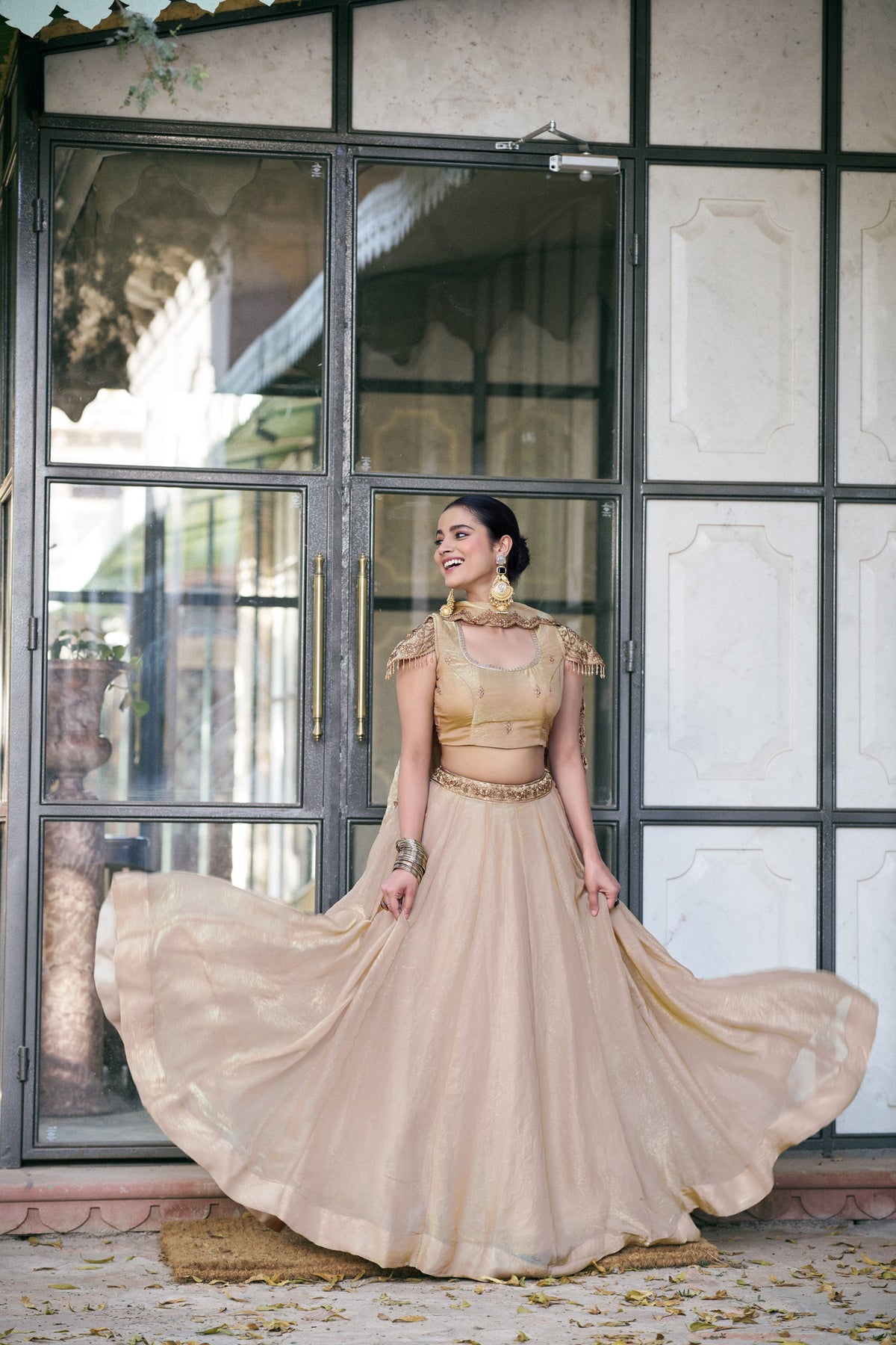Lorenvalley Fashion Cream Fendi Silk Sequins And Thread Embroidery Work Belt Lehenga Choli With Dupatta | Grocsy